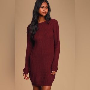 Lulu’s Maroon Sweater Dress Body-con